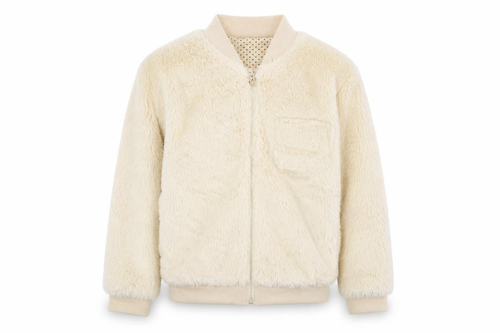 Front view of hullabaloo girls’ beige full zip sweatshirt, size 9-10, years