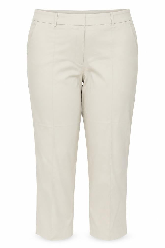 Front view of Warehouse women’s beige trousers, size UK 18, 26-inch leg