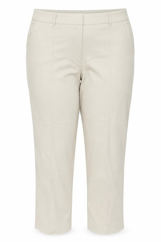 Front view of Warehouse women’s beige trousers, size UK 18, 26-inch leg