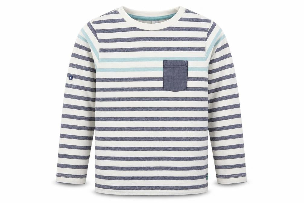 Front view of Preworn girls’ white striped basic t-shirt, size 6, years
