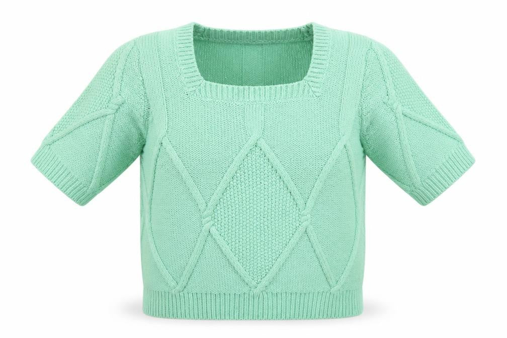 Front view of Gallery women’s green knit jumper, size L