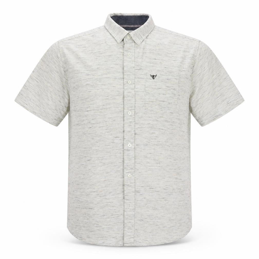 Front view of Morley men’s grey button-up, size L