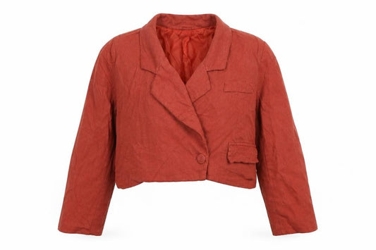 Front view of PRETTYLITTLETHING women’s brown jacket blazer, size UK 6