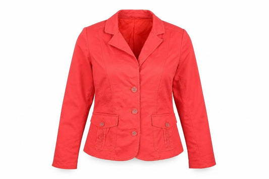 Front view of Queenspark women’s pink jacket blazer, size UK 12