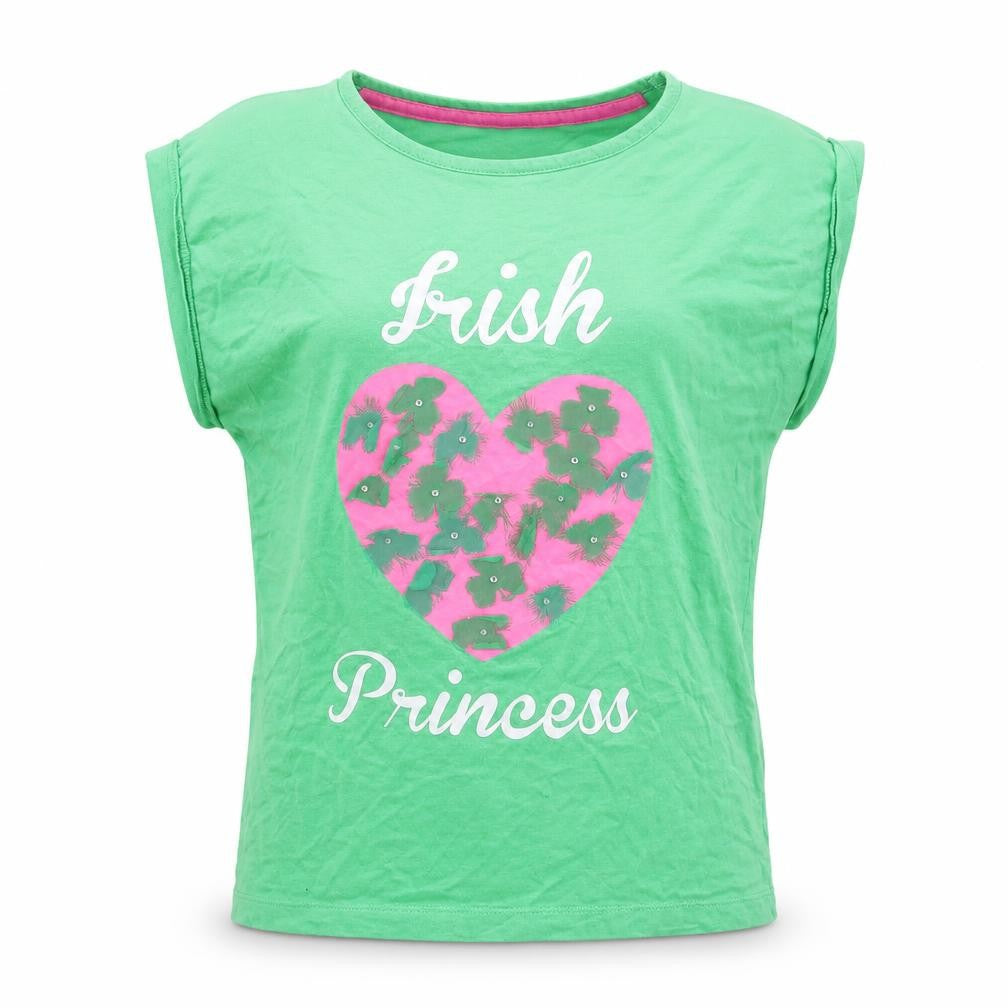 Front view of Dunnes girls’ green basic t-shirt, size 10, years