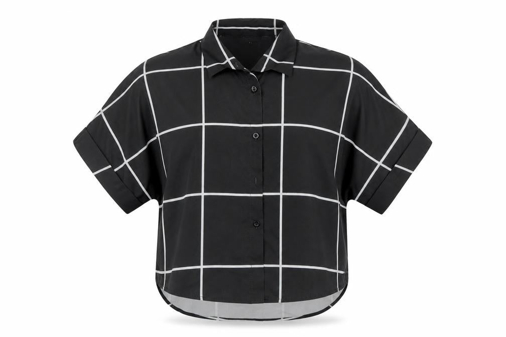 SHEIN Womens Black Check  Basic Blouse Size XS