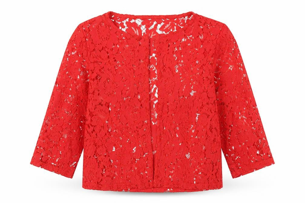 Front view of Preworn women’s red floral basic blouse, size UK 10