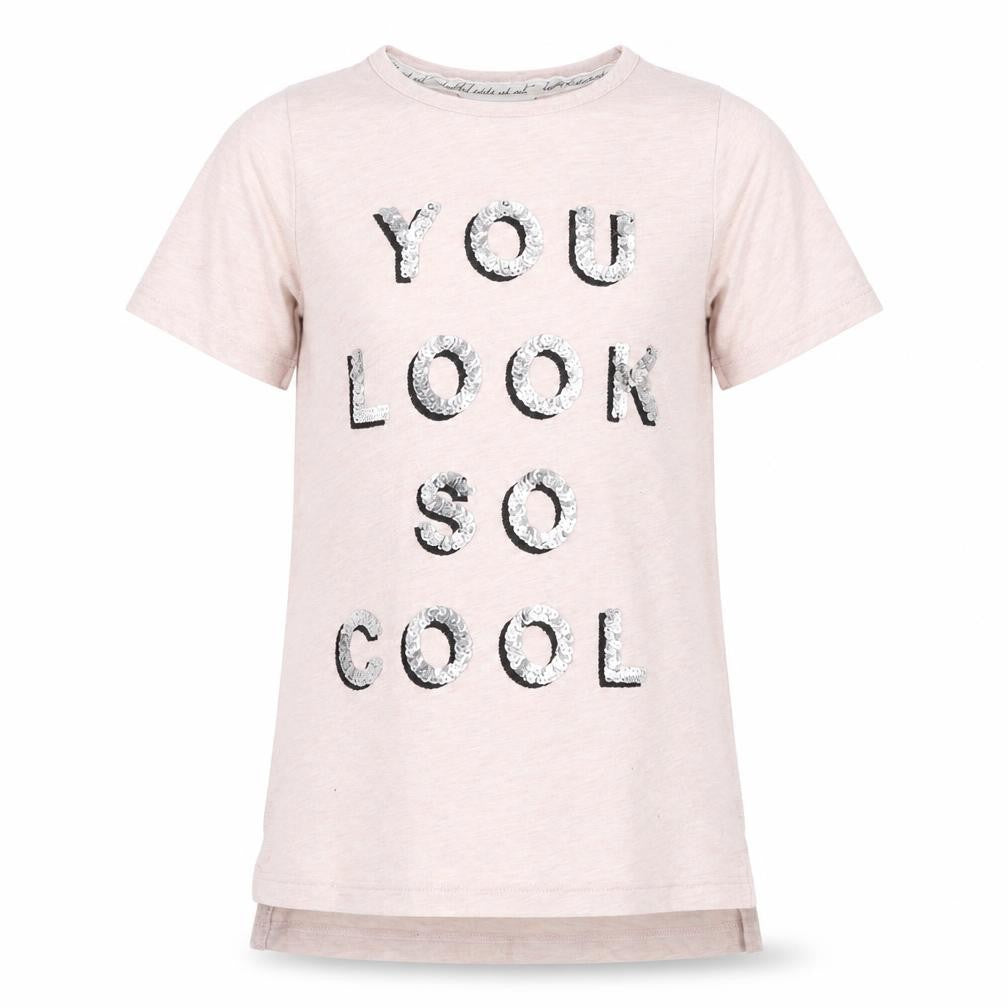 Front view of Matalan girls’ beige tunic t-shirt, size 5, years
