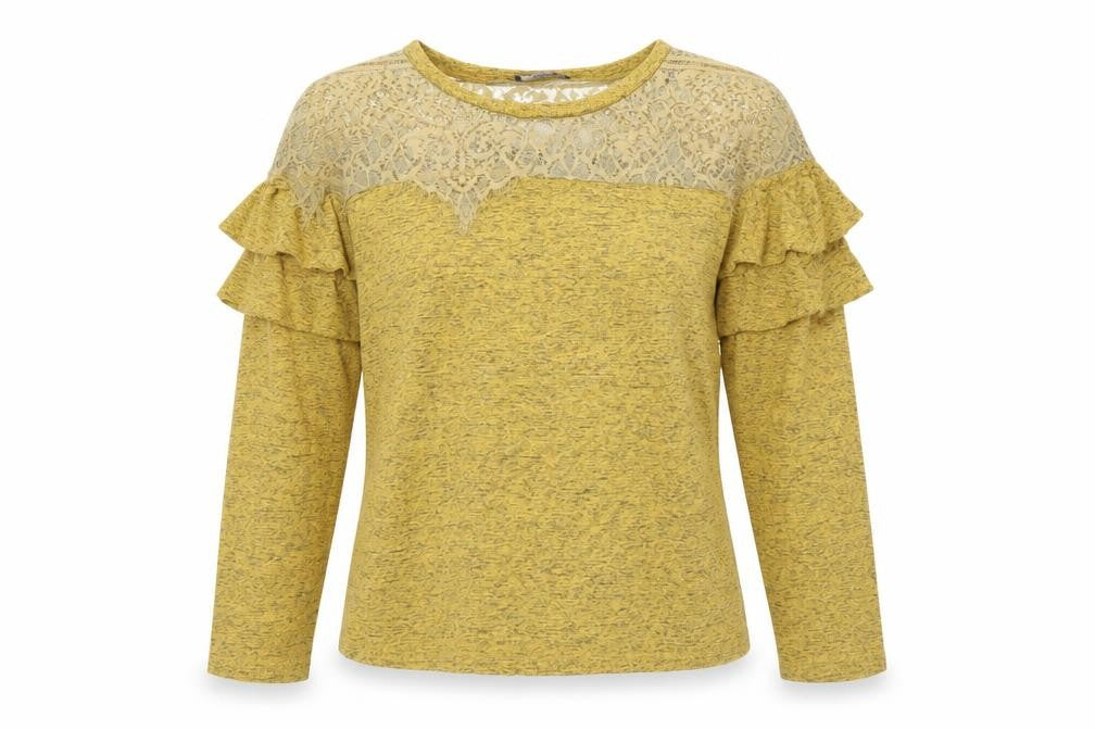 Front view of Klassy women’s yellow floral basic blouse, size M