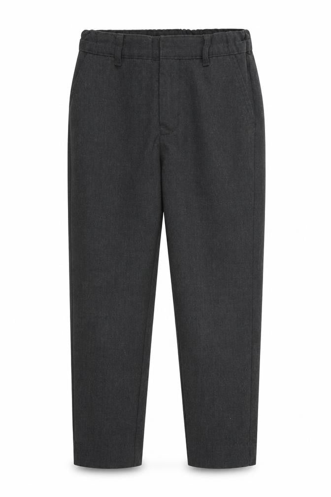 Front view of Nutmeg girls’ grey chino trousers, size 5-6, years