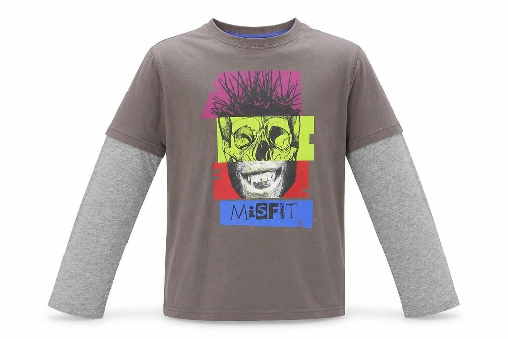 Front view of M&Co girls’ brown basic t-shirt, size 11-12, years