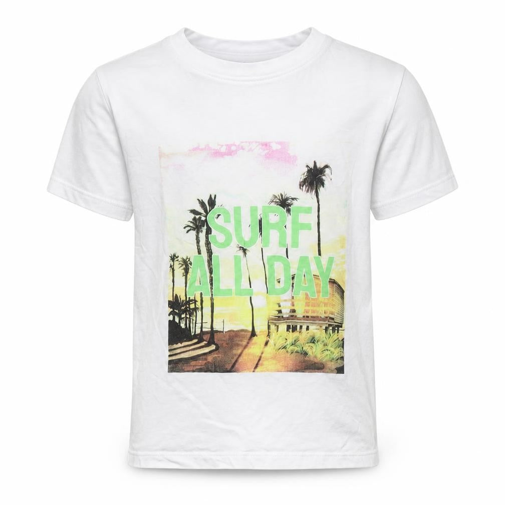 Front view of H&M boys’ white basic t-shirt, size 7-8, years
