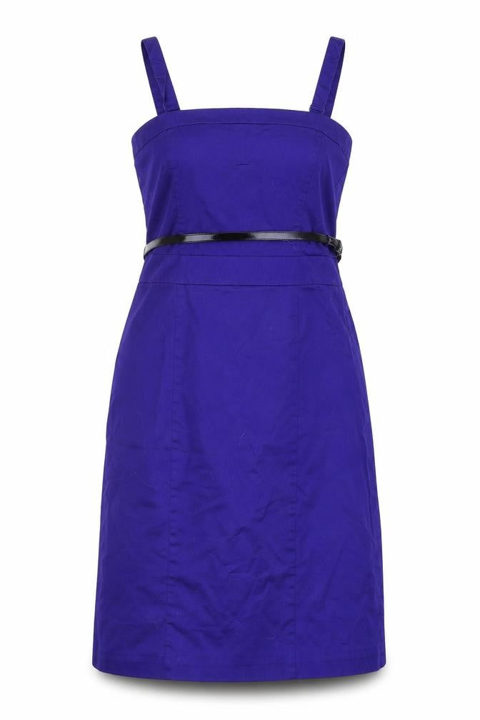 Front view of H&M women’s blue a-line, size UK 10