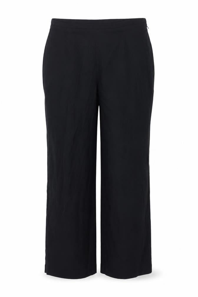 Front view of Marks & Spencer women’s black trousers, size UK 14, 27-inch leg