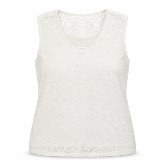 Front view of Preworn women’s white basic tank, size UK 16