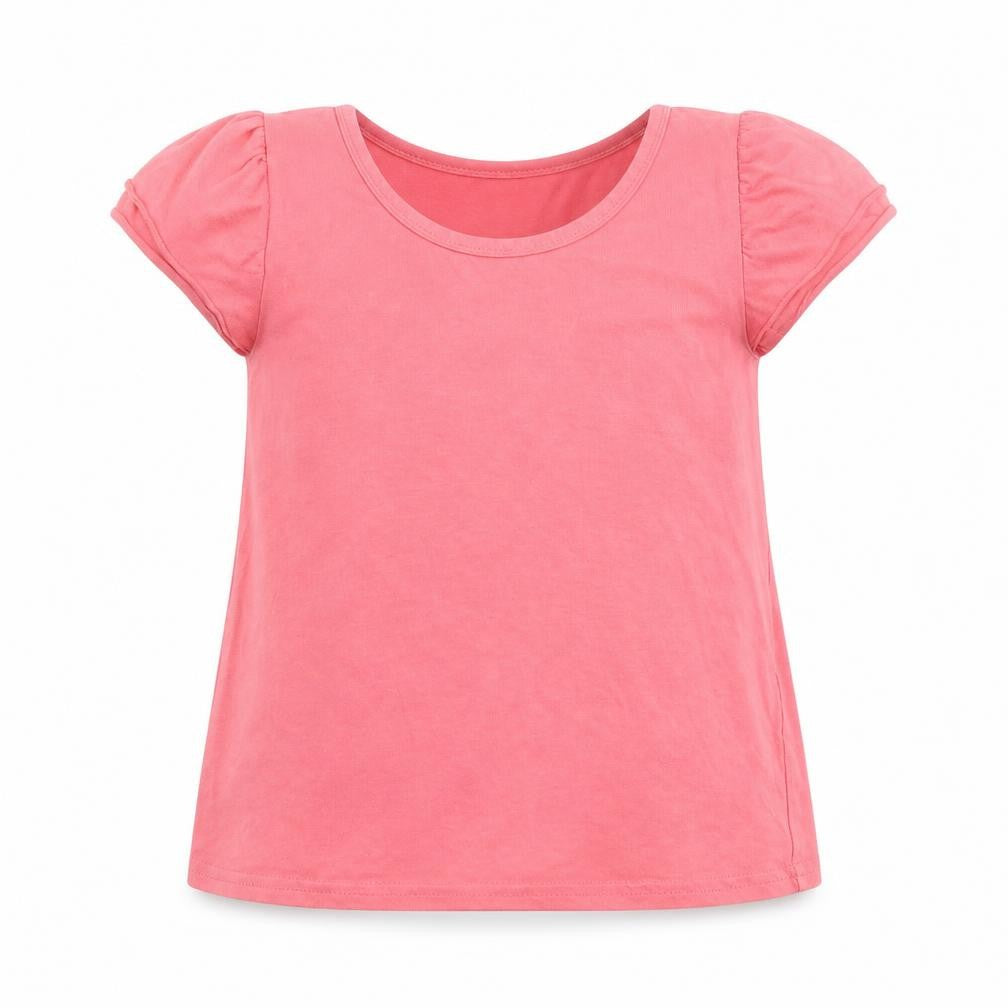 Front view of Matalan girls’ pink basic t-shirt, size 6-7, years
