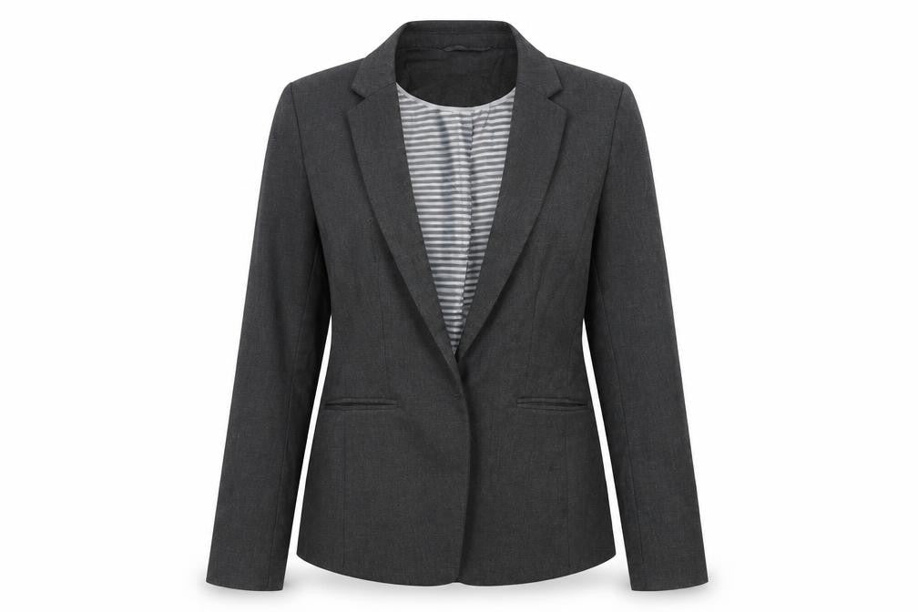 Front view of Marks & Spencer women’s grey jacket blazer, size UK 10