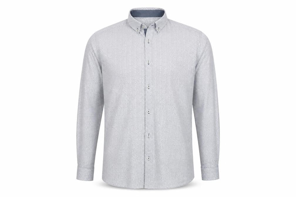 Front view of Next men’s blue button-up, size L