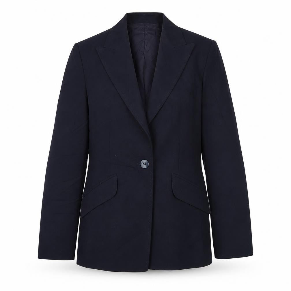 Front view of Marks & Spencer women’s blue jacket blazer, size UK 10