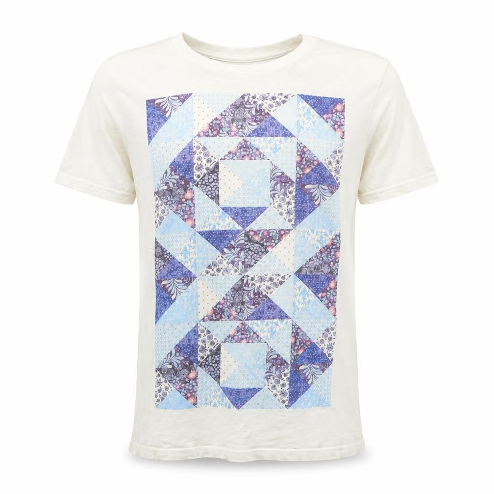 Front view of DNM73 men’s white t-shirt, size S