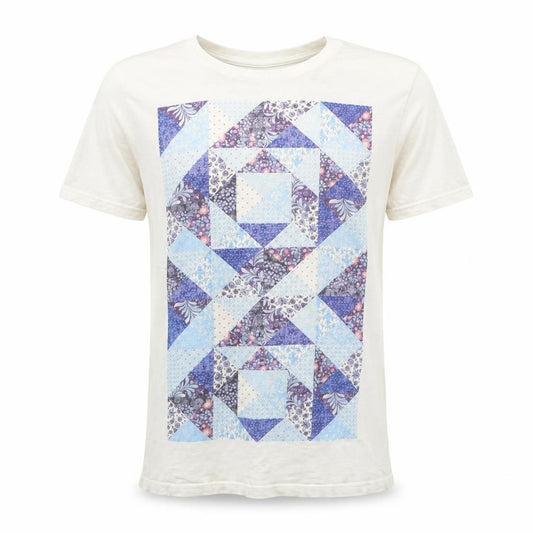 Front view of DNM73 men’s white t-shirt, size S