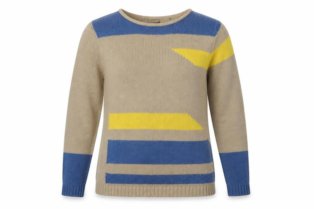Front view of Eureco women’s beige jumper, size UK 12