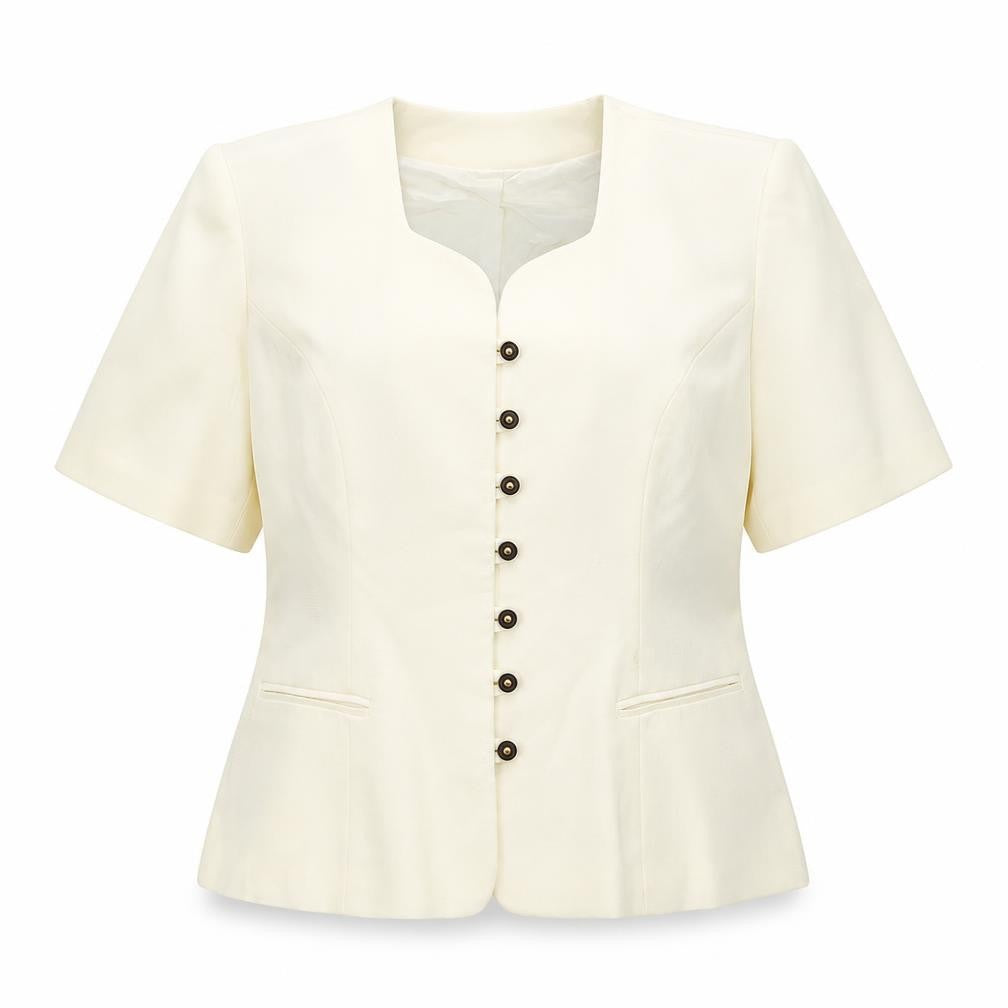 Front view of Avenue women’s ivory jacket, size UK 16, - shoulder pads