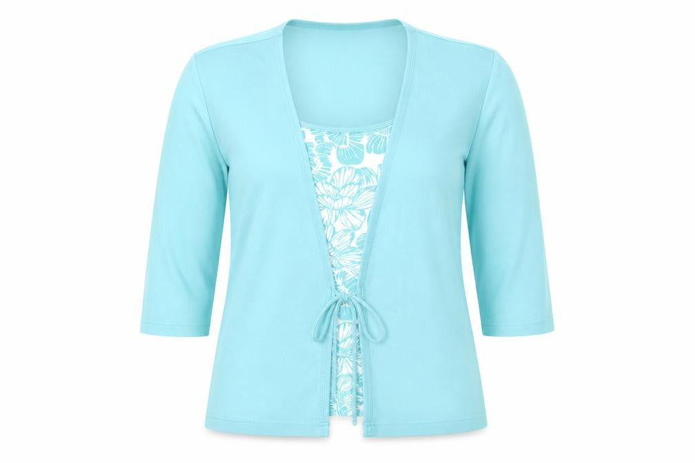 Front view of Cotswold women’s blue floral jumper, size M