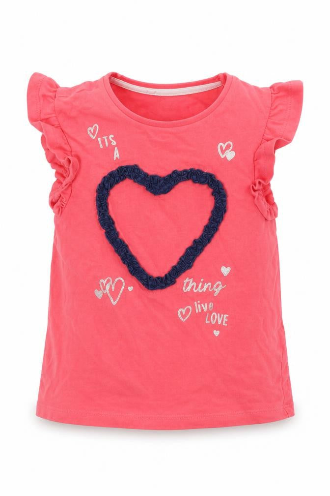 Front view of F&F girls’ pink basic tank, size 18-24, months - heart