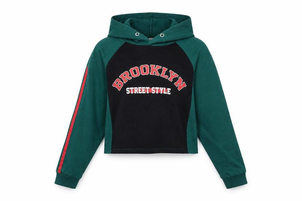 Front view of Select women’s green pullover hoodie, size UK 12, - brooklyn