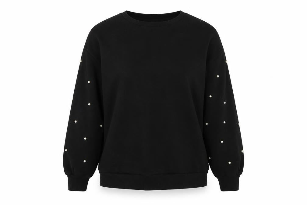 Front view of Simply Be women’s black knit jumper, size UK 14