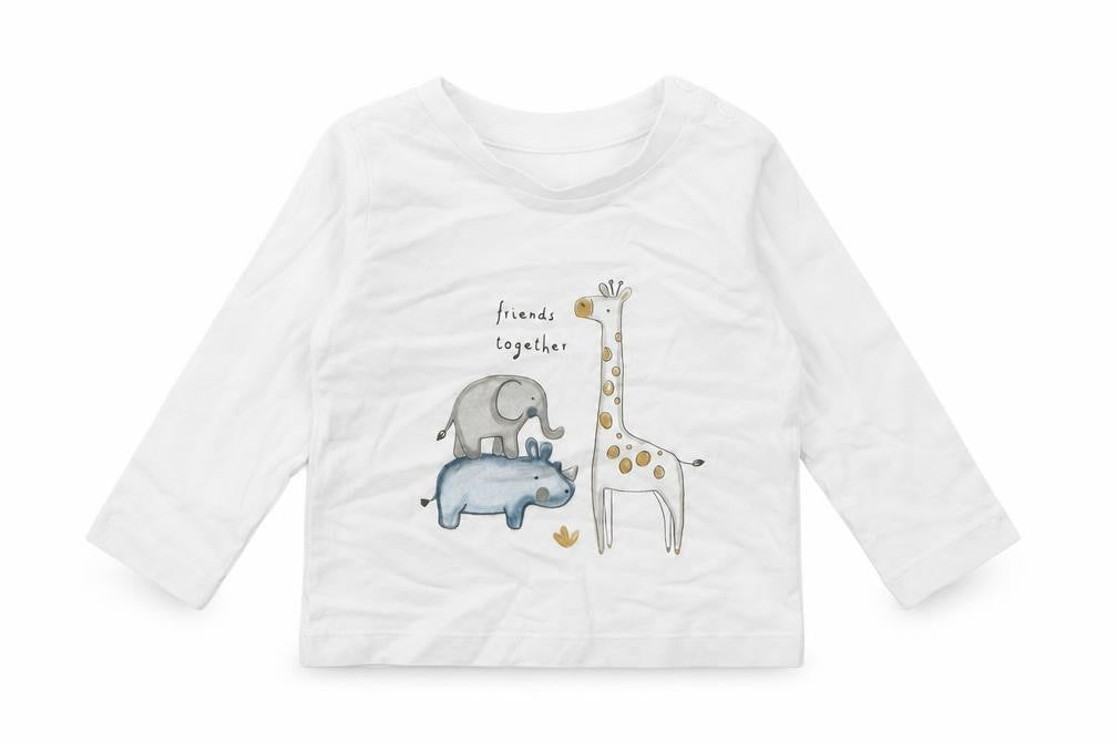 Front view of George Baby White Geometric Pullover T-Shirt, size 6-9, Months