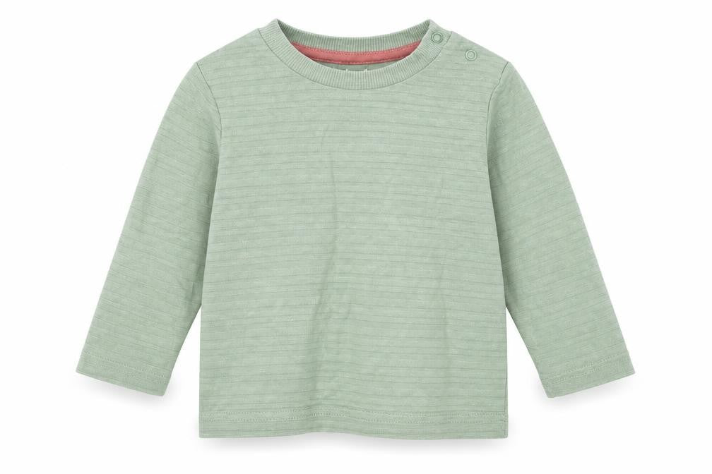 Front view of Nutmeg Baby Green Basic T-Shirt, size 6-9, Months