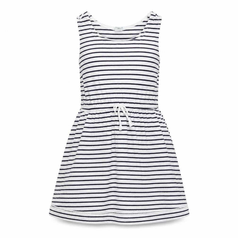 Front view of Tu girls’ white striped fit & flare, size 7, years