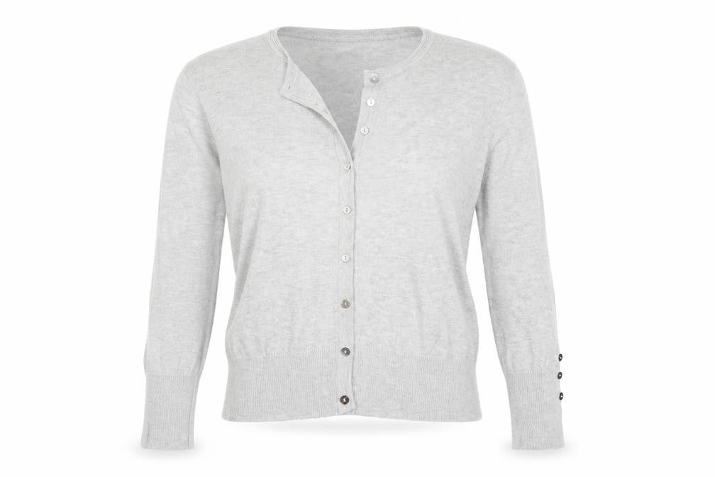 Front view of Primark women’s grey cardigan jumper, size UK 12, - primark