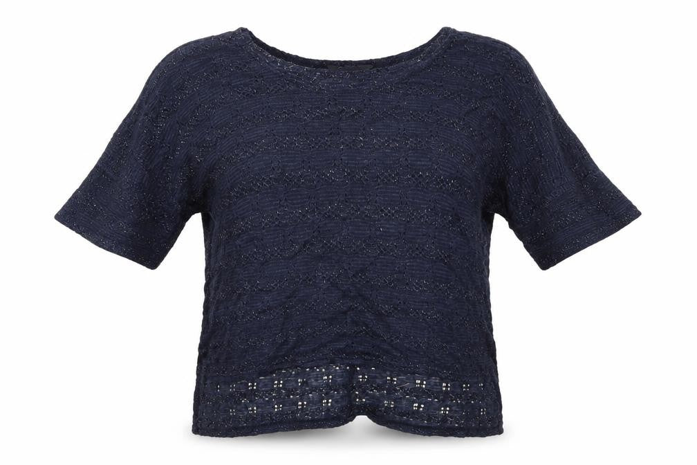 Front view of Miss Selfridge women’s black basic blouse, size UK 8, - miss selfridge slight glitter effect