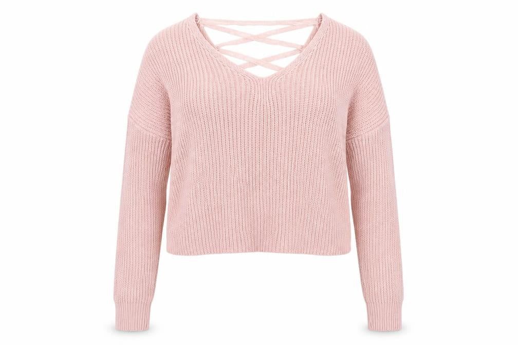 Front view of Dorothy Perkins women’s pink jumper, size UK 6