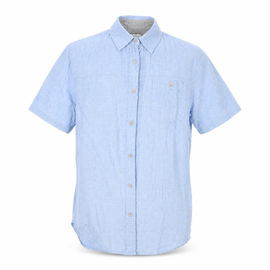 Front view of PD & C men’s blue button-up, size S