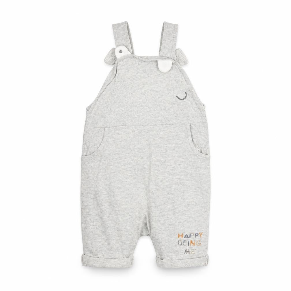 Front view of Mothercare Baby Grey Dungaree One-Piece, size 3-6, Months