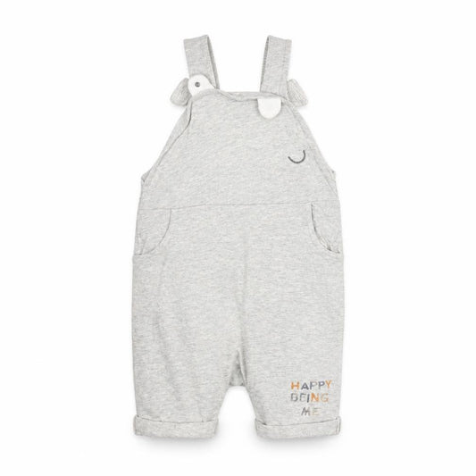 Front view of Mothercare Baby Grey Dungaree One-Piece, size 3-6, Months