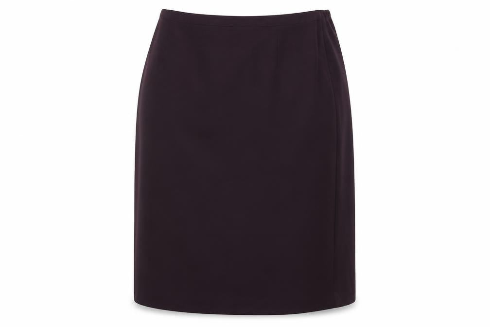 Front view of EWM women’s purple a-line skirt, size UK 20