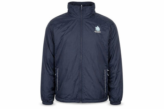 Front view of Winterbottom men’s blue jacket, size S