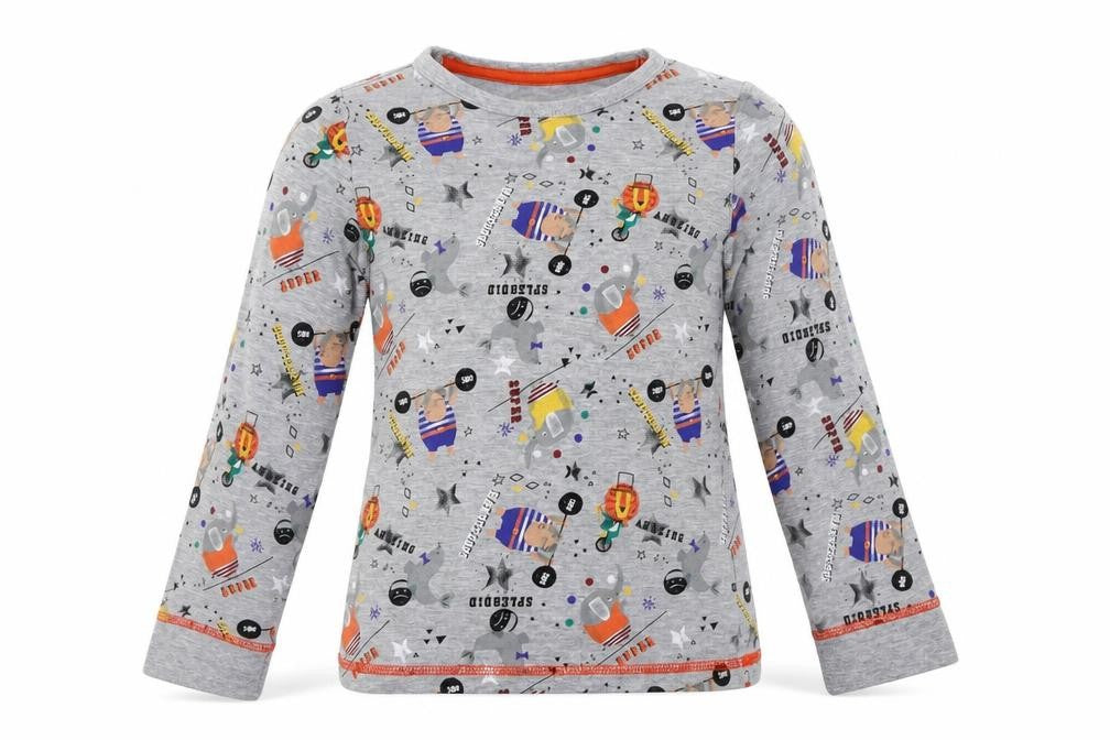 M&S Girls Grey   Top Pyjama Top Size 6-7 Years  - Circus Animals