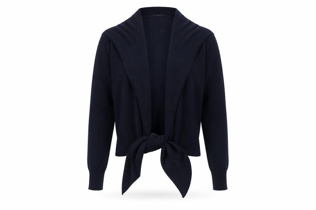 Front view of VILA women’s blue cape jumper, size M