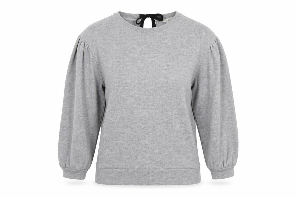 Front view of F&F women’s grey pullover sweatshirt, size UK 8