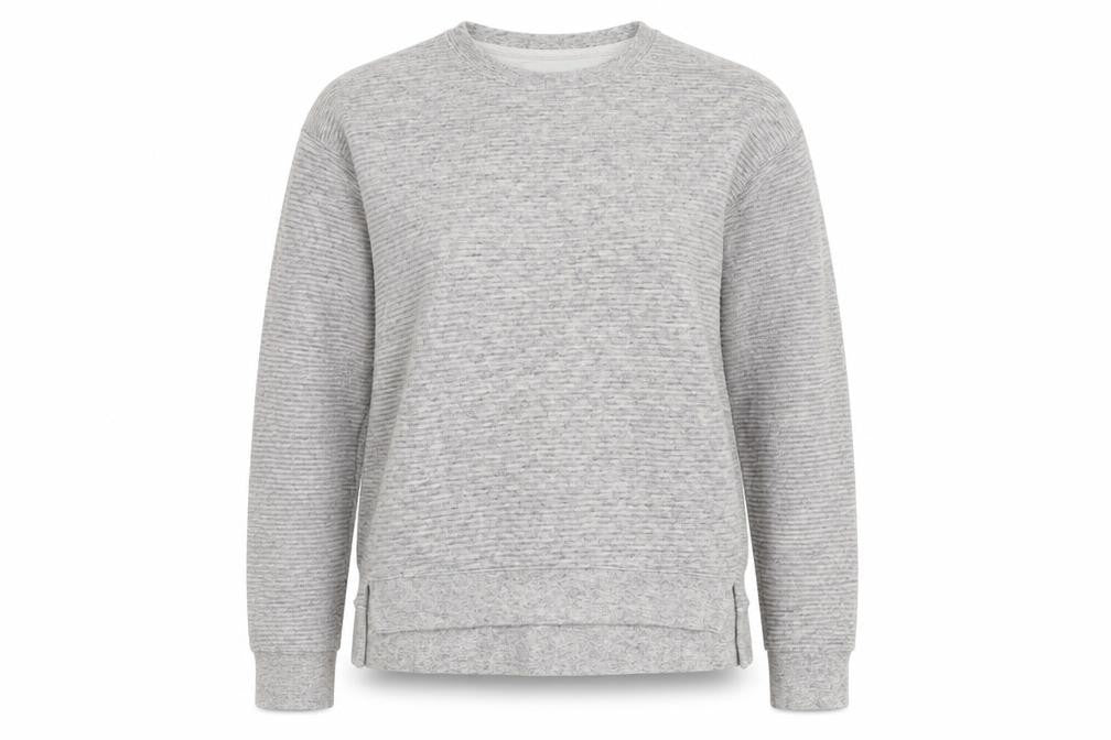 Front view of New Look women’s grey pullover sweatshirt, size UK 10