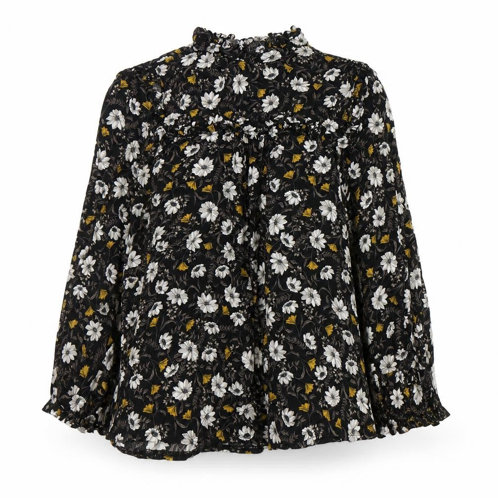 Front view of Atmosphere women’s black floral basic blouse, size UK 8