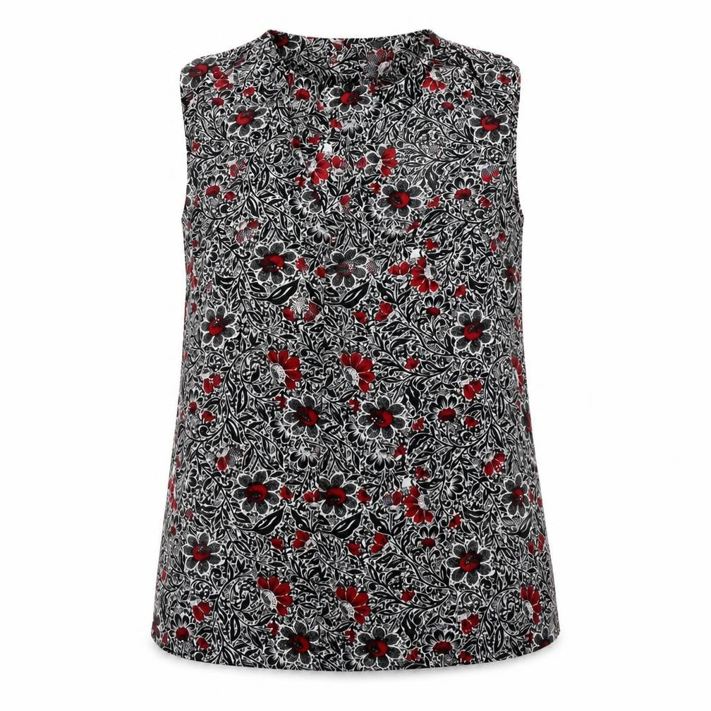 Front view of Next women’s black floral basic blouse, size UK 6