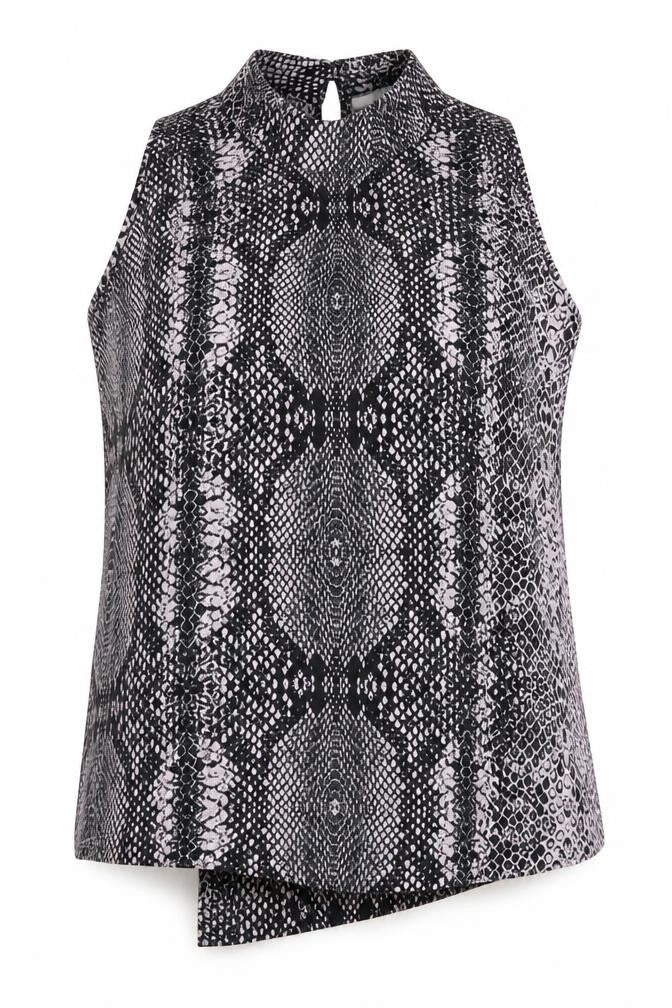Front view of Next women’s pink animal print basic blouse, size UK 12