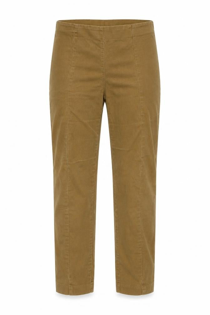 Front view of H&M women’s brown jegging trousers, size UK 8, 27-inch leg